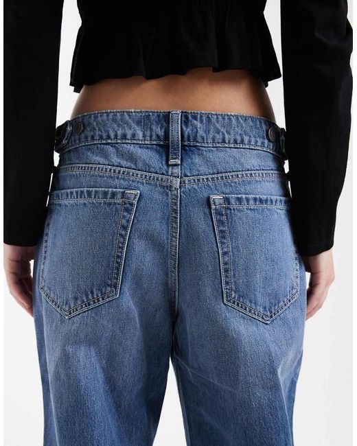 Hollister Blue Low Rise Baggy Jeans With Adjustable Waist