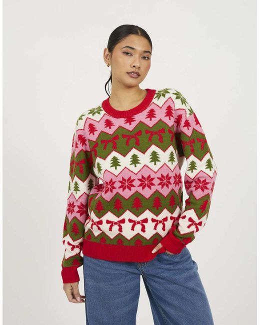 Brave Soul Blue Fairisle Christmas Jumper