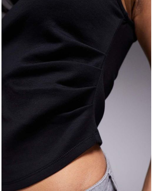 ASOS Asymmetrische Top Met Structuur En Schoudervullingen in het Blue