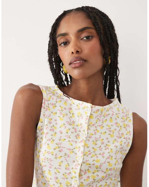Miss Selfridge Natural Button Through Tank Co-ord
