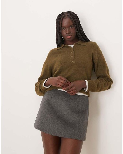 Mango Green Knitted Polo Top