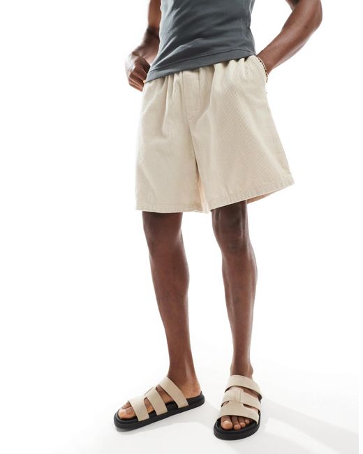 Jack & Jones – locker geschnittene shorts aus cord in Natural für Herren