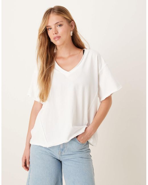 ASOS White Boxy Tee With Seam Detail