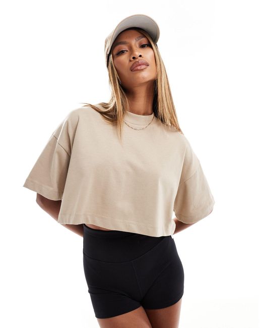 ASOS 4505 Natural Icon Boxy Heavyweight Cropped T-shirt With Quick Dry