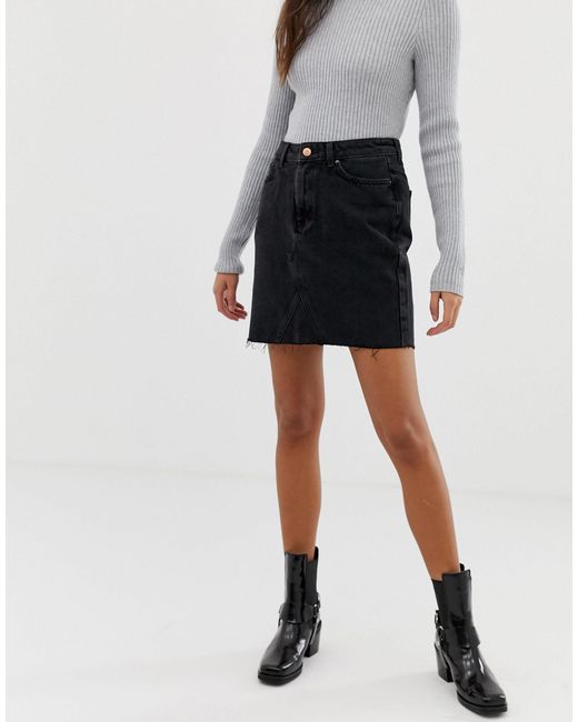 new look black denim skirt