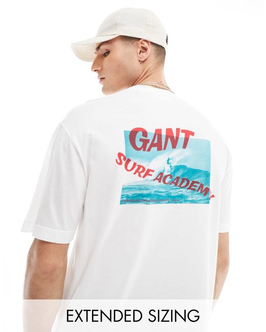 T-shirt décontracté avec logo surf au dos Gant pour homme en coloris White