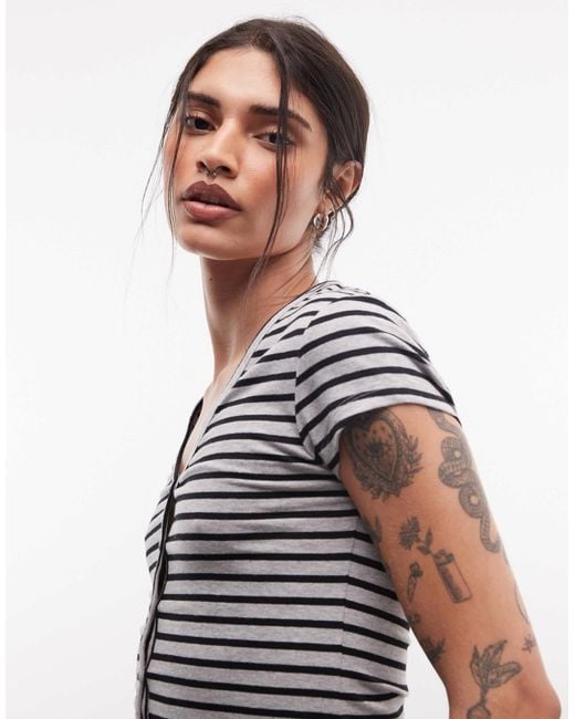 Collusion White Button Down Henley