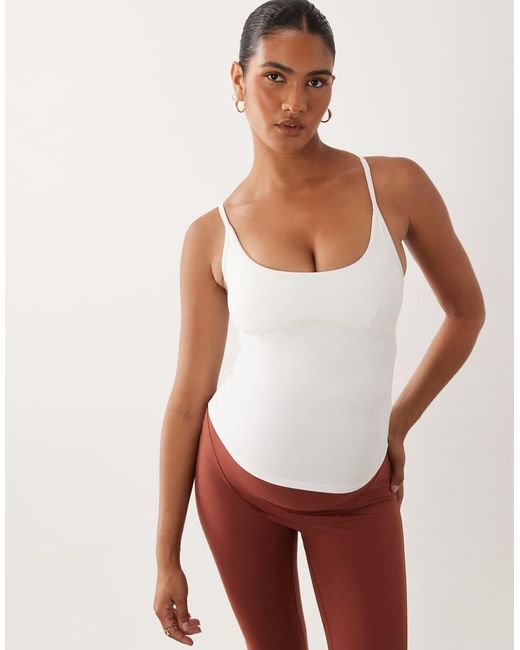 4505 Brown Maternity Scoop Neck Vest With Inner Bra And Adjustable Straps