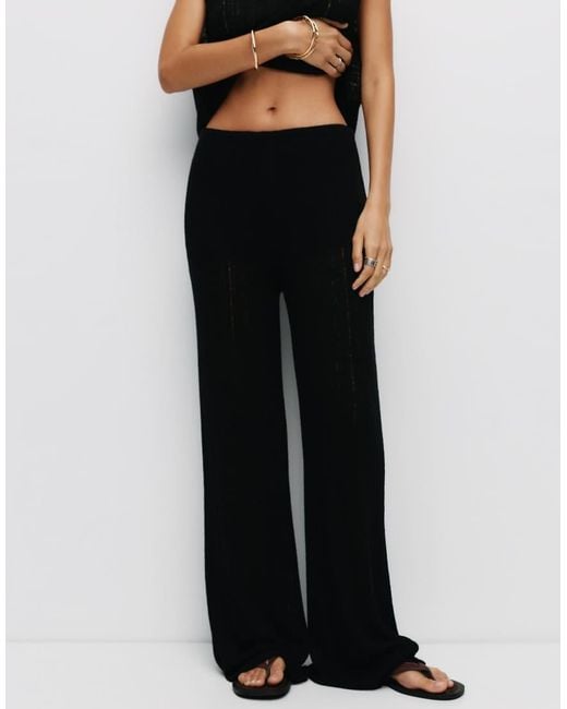 Pull&Bear Black Fine Knit Trousers