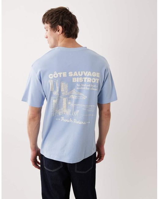 Jack & Jones Blue Premium Heavyweight T-shirt With Backprint for men