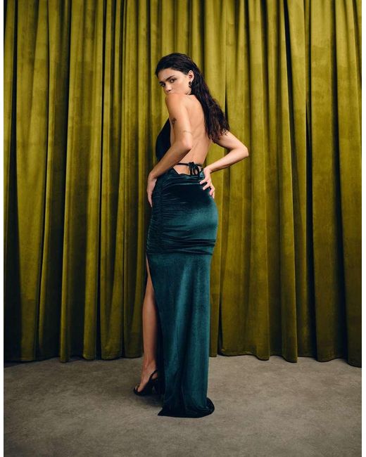ASOS Green Velvet Cowl Neck Maxi Dress