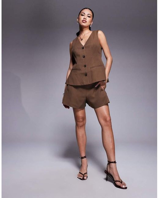 Chaleco De Traje Marrón Con Sobrefalda De (Parte De Un Conjunto) ASOS de color Brown