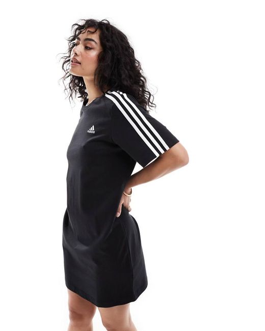 Adidas Originals Black Essentials 3-Stripes Boyfriend T-Shirt Dress