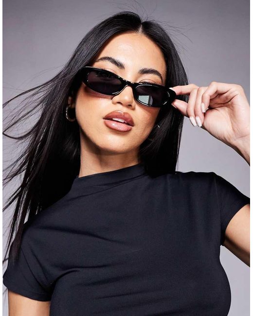 ALDO Black Panama Slim Rectangle Sunglasses