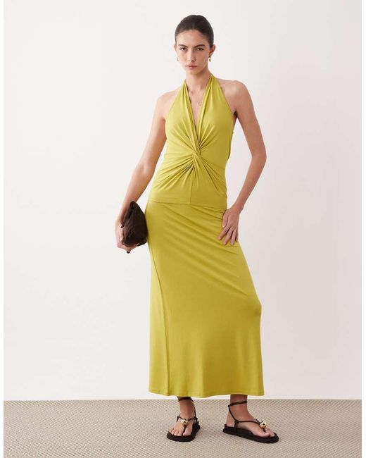 ASOS Green Modal Twist Detail Halter Top Co-ord