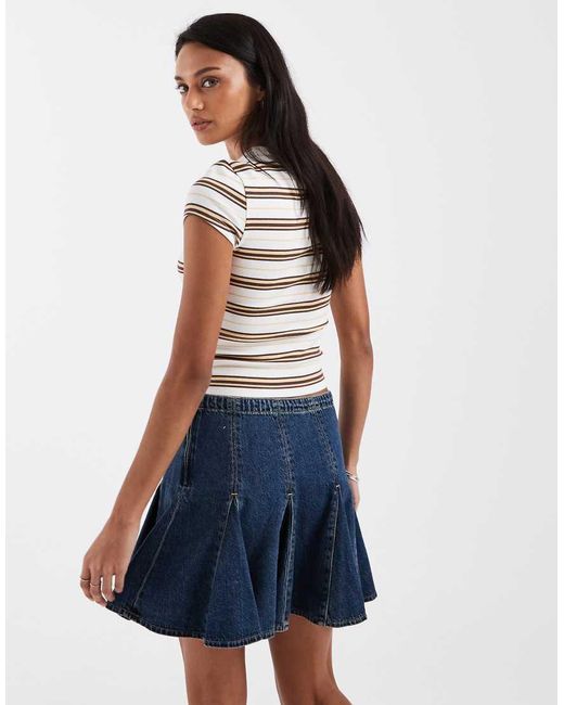 Levi's Blue Godet Pleated Denim Mini Skirt