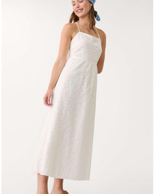 Stradivarius White – besticktes midikleid