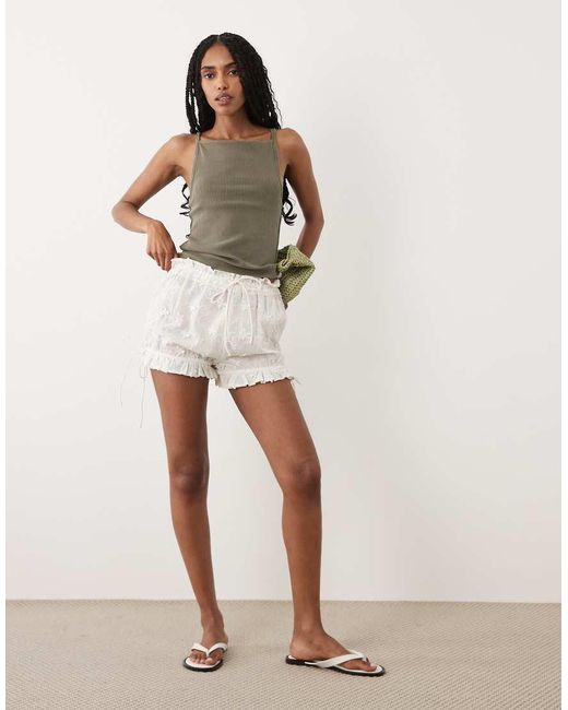 Miss Selfridge Natural Embroidered Bloomer Short