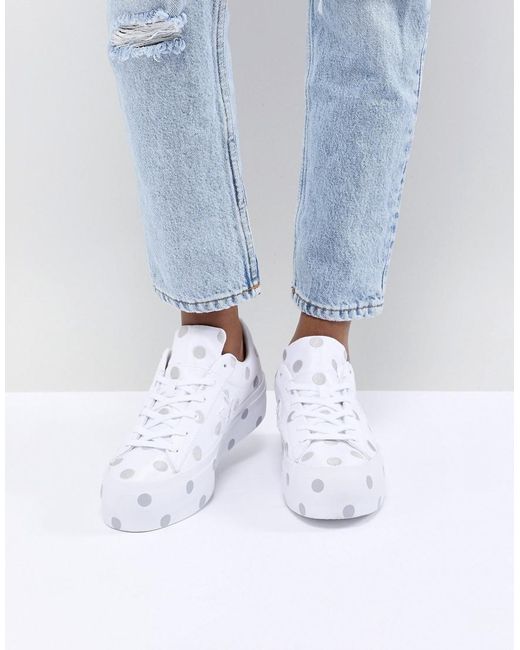Converse One Star Platform Sneakers With Embroided Polka Dot in White |  Lyst UK