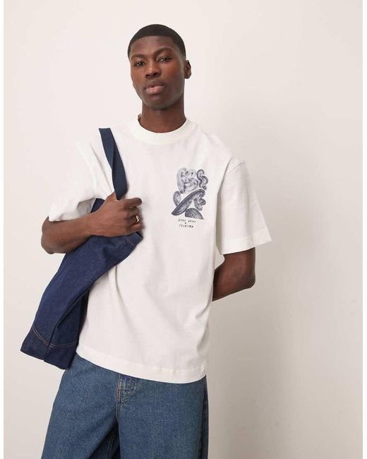 Camiseta Color Crema Extragrande Con Estampado En La Espalda De X Nous Vous-Blanco SELECTED de hombre de color Natural
