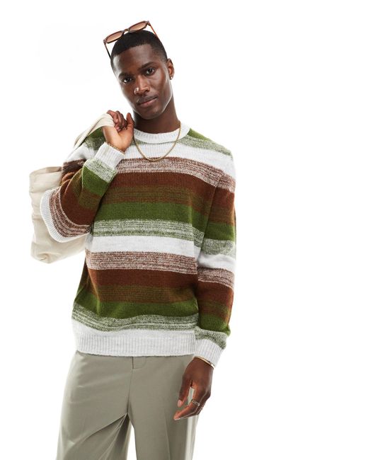 ASOS Gray Relaxed Knitted Brushed Jumper With Space Dye Design for men