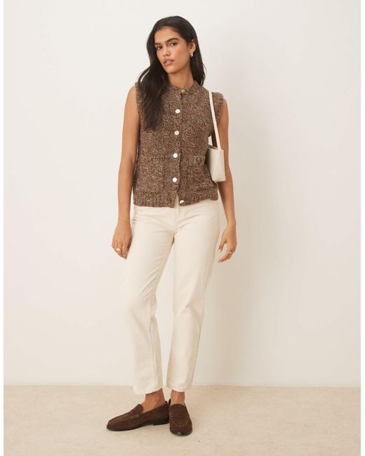 Threadbare Brown Knitted Waistcoat With Buttons