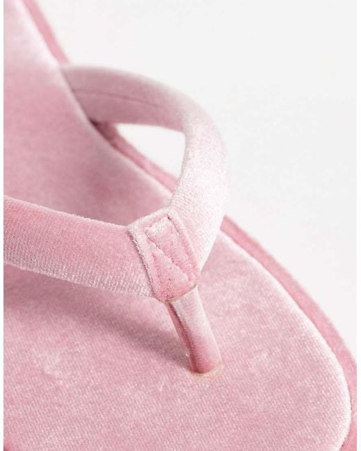 Glamorous Pink Velvet Flip Flops