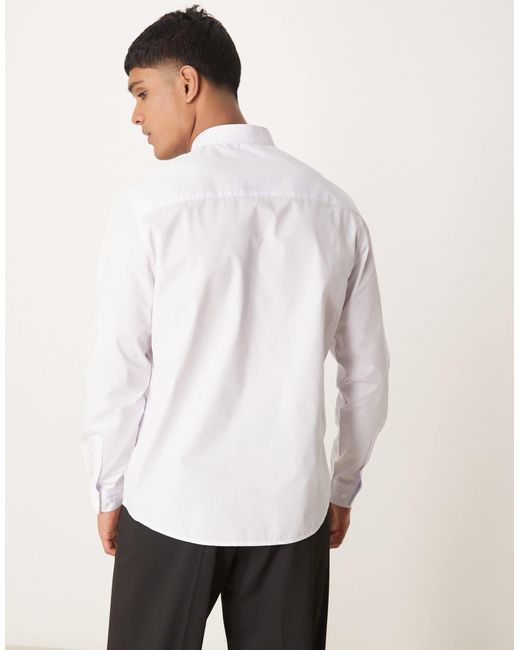 ASOS White Formal Wing Collar Regular Shirt With Pleated Bib Front for men