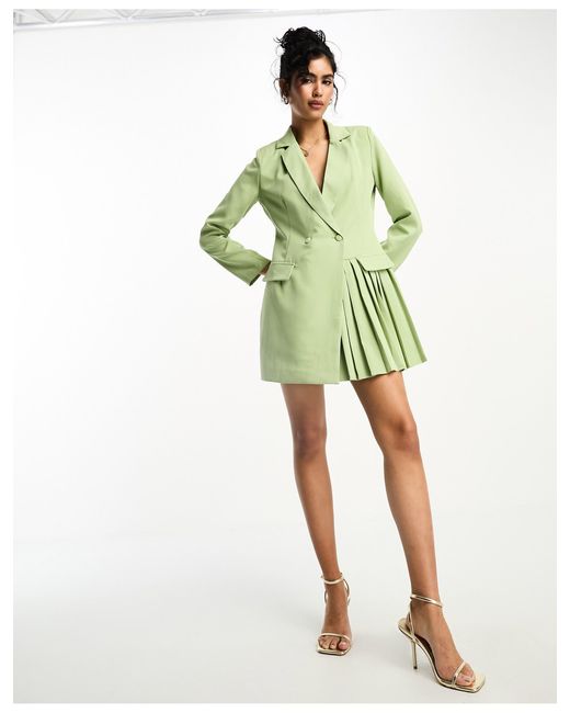 Robe blazer avec ourlet plissé - sauge In The Style en coloris Vert | Lyst