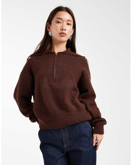 Maglione Con Colletto E Zip Corta di ASOS in Viola Lyst