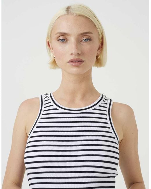 Brave Soul Blue Striped Ribbed Sleeveless Mini Dress