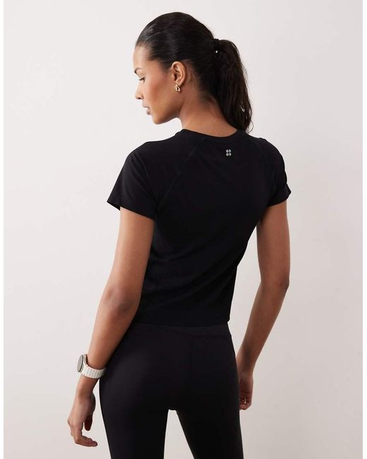 Sweaty Betty Black Athlete Crop Seamless Workout T-shirt