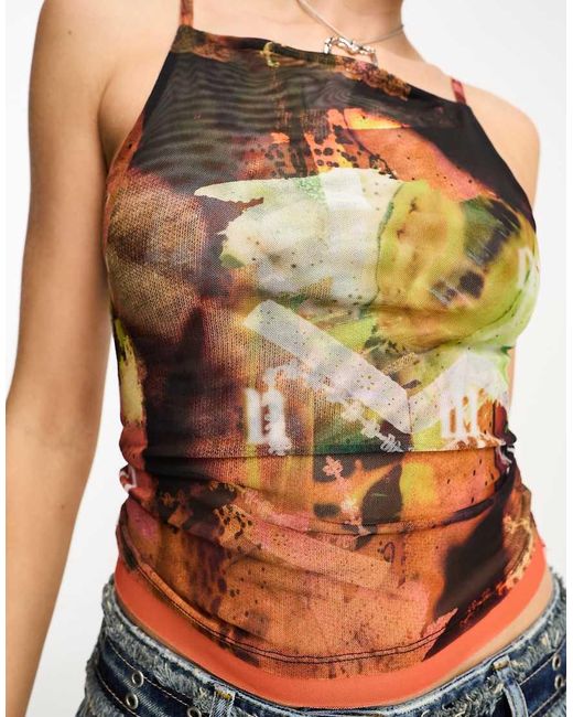 Top De Tirantes Con Diseño Estampado Y Escote Recto De Collusion de color Multicolor
