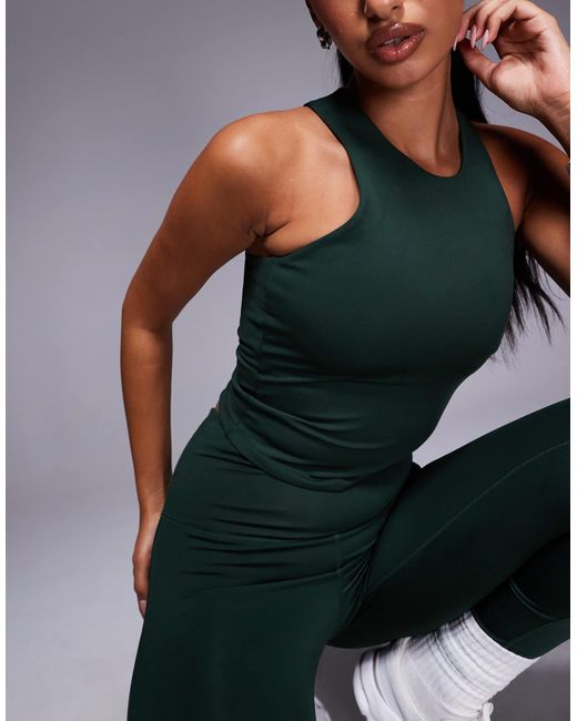 4505 Green Icon Active Tank Top With Inner Bra And Removable Padding