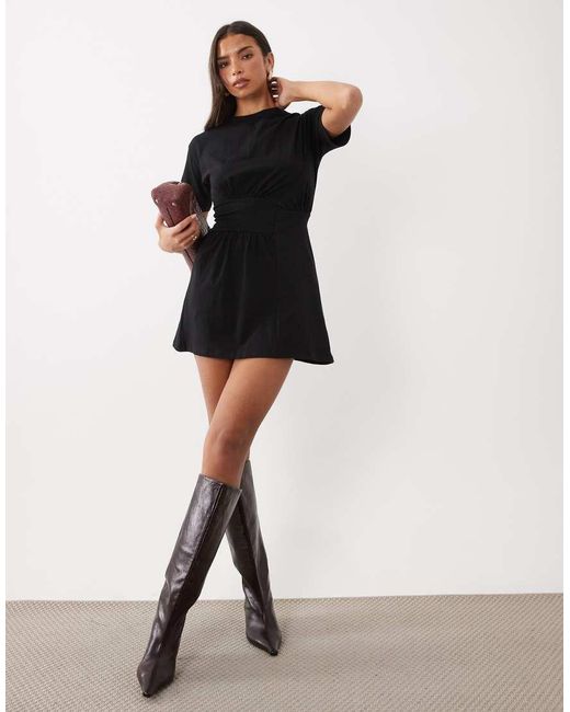 ASOS Black Waist Detail Mini Dress