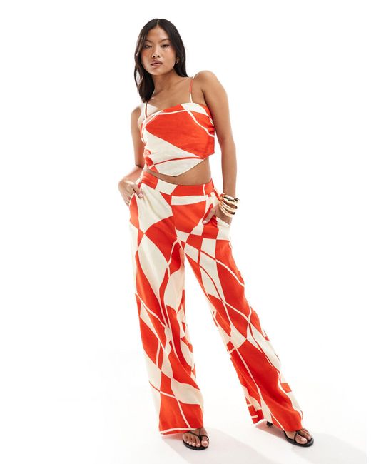 Forever New Red Bandeau Scarf Top Co-ord