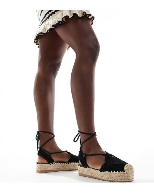 Glamorous Gehaakte Platte Espadrilles in het Brown