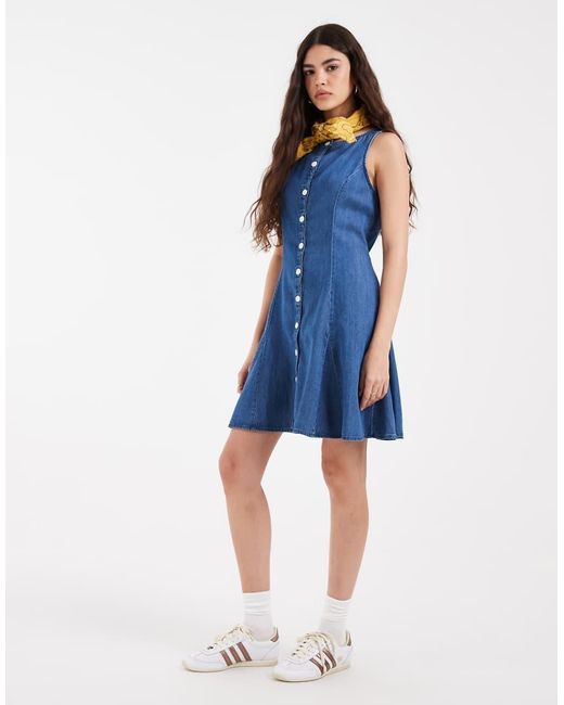 Levi's Blue Mercer Peplum Denim Mini Dress