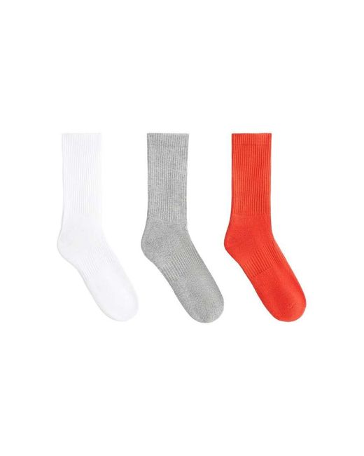 Oysho White 3 Pairs Of Cotton Blend Classic Socks