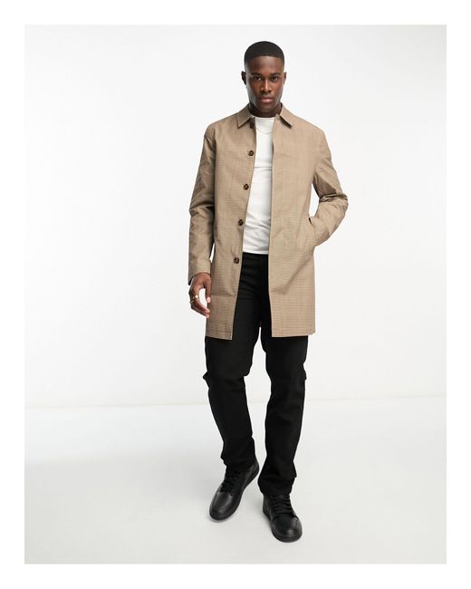 New Look White Shower Resistant Check Mac Coat for men