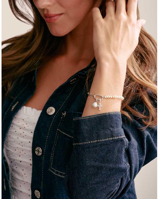 Thomas Sabo Natural Charm Bracelet Paperclip An Pearls With Connect Link