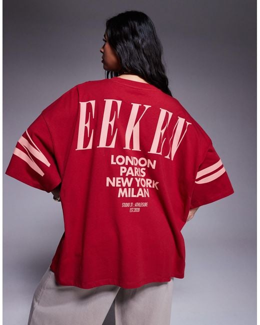 ASOS Red Weekend Collective Curve Icon Oversized T-shirt With Stacked Back Logo