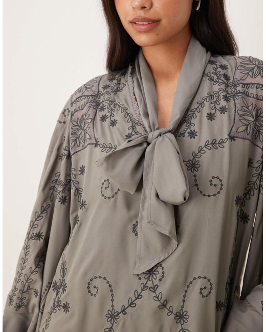 Free People Gray Bali September Sun Mini Dress