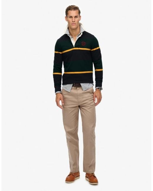 Superdry Green Vintage Athletic Stripe Rugby Top for men