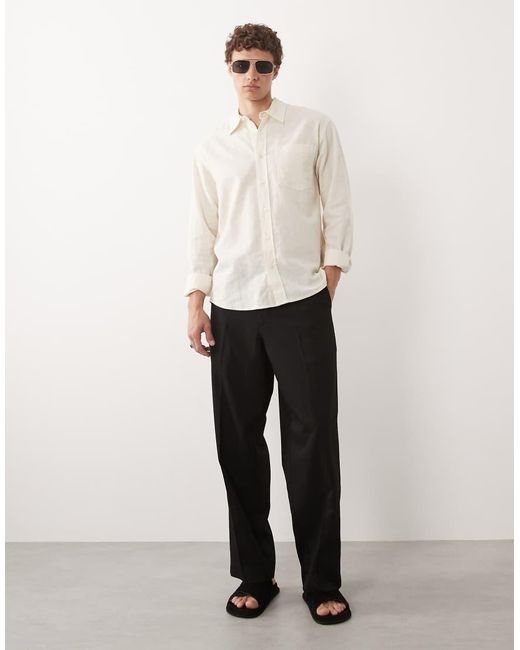 Redefined Rebel White Angel Boxy Long Sleeve Linen Mix Shirt for men