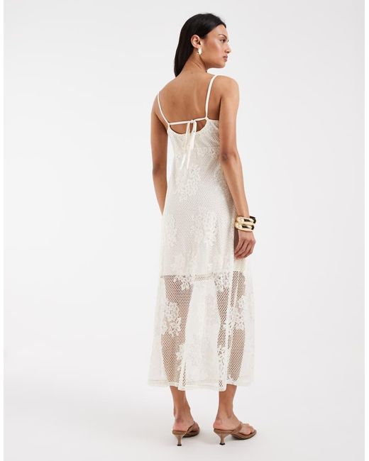 Object White All Over Lace Cami Midi Dress
