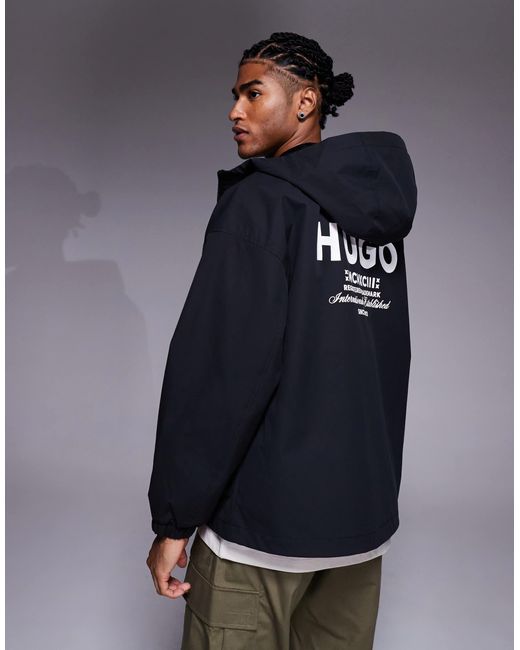 HUGO Blue Bod Back Print Hooded Jacket for men