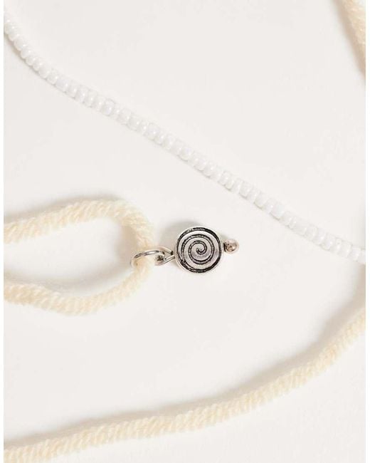ASOS White 2 Pack Seedbead And Rope Pendant Necklace for men