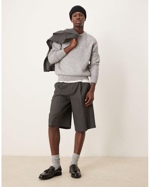 Pull duveteux en alpaga avec col ras SELECTED pour homme en coloris Gray