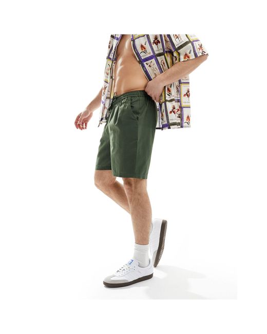 Another Influence Green Linen Blend Shorts for men